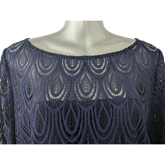 Lilly Pulitzer Sz 14 HERA Navy Blue Scalloped Lace Dress - Picture 5 of 11